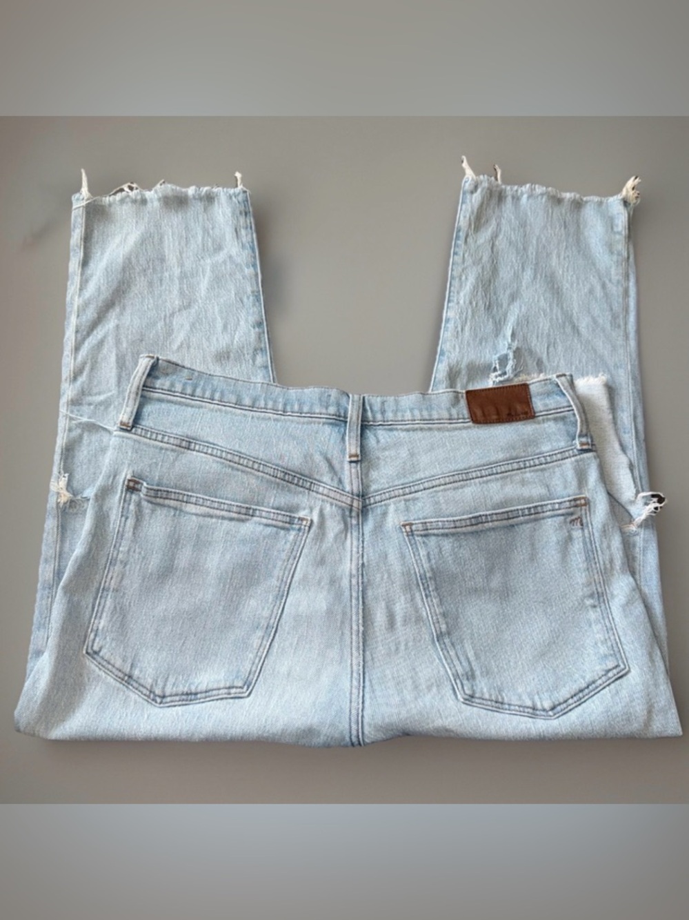 Madewell High Rise Slim Crop Boyjean Womens Jeans Size 30 Light Wash Distressed